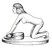 grinding grain by hand with a saddle stone